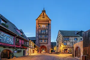Grand Est Prints: Dolder watchtower in Riquewihr at dusk
