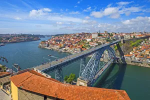 Duoro Prints: Dom Luis I bridge with Ribeira and river Douro, Porto, Portugal