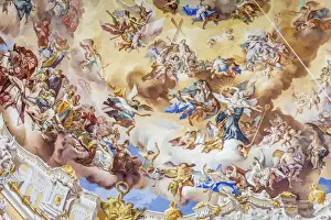 Pilgrimage Church Prints: Dome fresco coronation of Benedict in the Benedictine Abbey Ettal, Upper Bavaria, Allgaeu