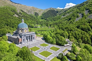 Oropa Prints: dome of the upper basilica of the Sanctuary of Oropa in summer