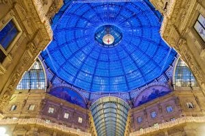 Lombardy Gallery: Dome of the Vittorio Emanuele II gallery decorated with Christmas lights, Milan, Italy