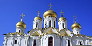 Domes of cathedral of the Annunciation (1489), Moscow Kremlin, Moscow, Russia Domes of cathedral of the Annunciation (1489), Moscow Kremlin, Moscow, Russia