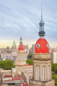 Neo Classical Prints: The domes of the National Congress and La inmobiliaria building at dusk