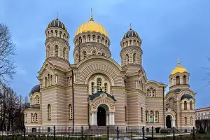 Latvian Prints: Domes of the Nativity of Christ Orthodox Cathedral, Riga, Latvia