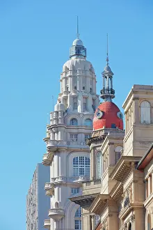Eclecticism Prints: The domes of the Palacio Barolo and La Inmobiliaria building (former Heinlein Palace) on Avenida de Mayo