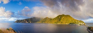 Windward Isles Prints: Dominica, St. Mark Parish, Scotts Head. An elevated view of the West Coast of Dominica