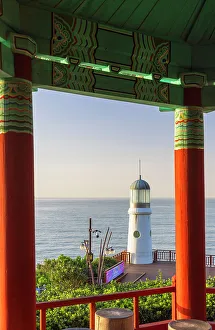 Busan Prints: Dongbaek Lighthouse and pavilion, Busan, South Korea