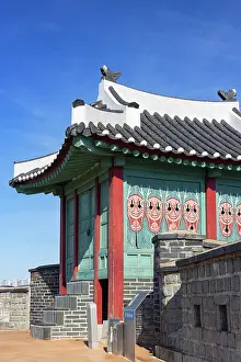 Ancient Monument Prints: Dongbukporu watchtower and city walls of Hwaseong Fortress (UNESCO World Heritage Site)