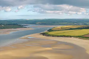 Low Tide Prints: The Doom Bar is revealed at low tide in the Camel Estuary near Padstow