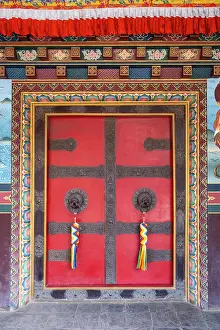 Nepal Prints: Door of the Buddhist monastery at Kagbeni, Lower Mustang, Nepal