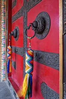 Monasteries Prints: Door of the Buddhist monastery at Kagbeni, Lower Mustang, Nepal