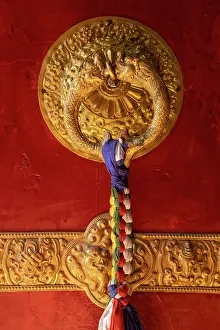 Nepal Prints: Door to the Buddhist monastery in Marpha Village, Lower Mustang, Nepal