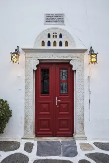 Door of chapel, Mykonos Town, Mykonos, Cyclade Islands, Greece