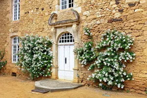 Hedge Prints: The front door of Eyrignac manor house & gardens, Dordogne, Nouvelle Aquitaine, France