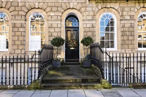 Classical Prints: The front door of a house in Great Pulteney Street, Bath, Somerset, England