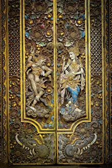 Ubud Prints: Door detail on a Paduraksa (kori) gateway, Ubud, Bali, Indonesia