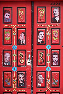 Street Art Prints: A door painted with Fileteado art in the district of Palermo, Buenos Aires, Argentina
