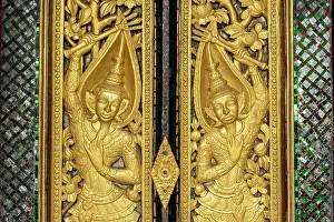 Door of Wat Sensoukharam, Luang Prabang (ancient capital of Laos on the Mekong river), Laos