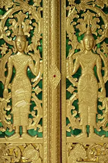 Door of Wat Sensoukharam, Luang Prabang (ancient capital of Laos on the Mekong river), Laos