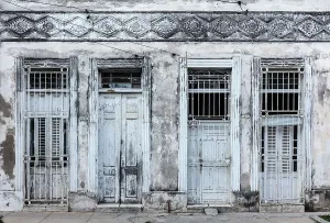 Cienfuegos Prints: Doors and windows on an ornate old house, , Cienfuegos, Cienfuegos Province, Cuba