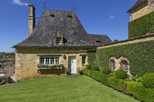 Manor Prints: Dordogne, Perigord, Salignac-Eyvigues, France. The gardens of the manor of Eyrignac