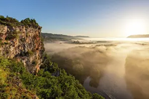 Occitanie Prints: Dordogne River, at dawn, Floirac, Lot, Occitanie, France