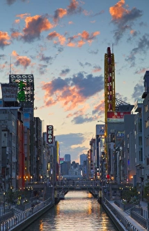 Images Dated 25th October 2014: Dotombori at sunset, Osaka, Kansai, Japan
