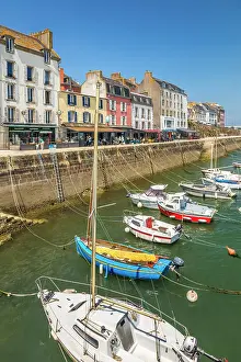 Waterfront Promenade Prints: Douarnenez harbor promenade, Finistere, Brittany, France