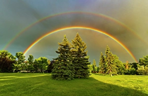 Winnipeg Prints: Double rainbow after storm, Southdale neighbourhood, Winnipeg, Manitoba, Canada