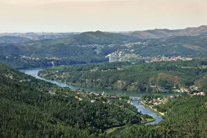 The Douro river at Pedorido and Oporto in the horizon. Portugal