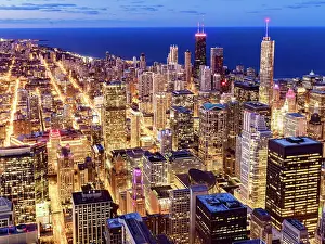 Mid West Prints: Downtown Chicago Skyline With views of Hancock Tower and Trump Tower
