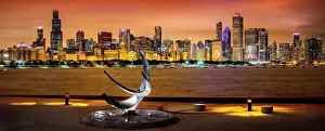 Mid West Prints: Downtown Chicago Skyline and Willis Tower at Adler Planetarium