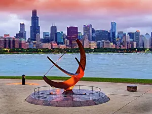Mid West Prints: Downtown Chicago Skyline and Willis Tower at Adler Planetarium