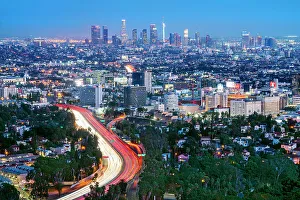 Downtown Skyline, Highway 1, City of Los Angeles, Southern California, USA
