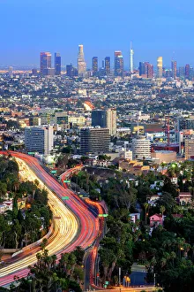 Highway Prints: Downtown Skyline, Highway 1, City of Los Angeles, Southern California, USA