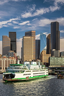 Ferry Prints: Downtown skyline and waterfront, Seattle, Washington, USA