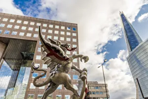 A Dragon Boundary statue and the Shard, London