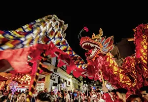 Images Dated 8th September 2020: Dragon Dance, Chinese New Year Celebration, Chinatown, Havana, La Habana Province, Cuba