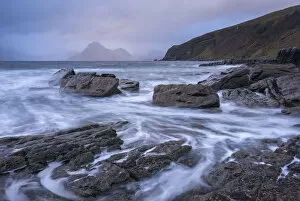 Images Dated 6th January 2015: Dramatic coastline of Elgol, looking across to the Cuillins, Isle of Skye, Scotland