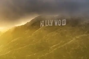 Signs Prints: Dramatic Light on Hollywood Sign, Los Angeles California, USA