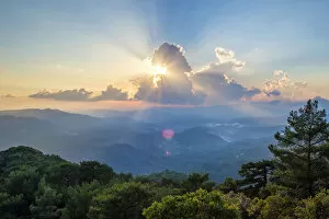 Images Dated 2nd March 2020: Dramatic sunset over the Troodos mountain range, Pano Platres, Limassol District, Cyprus