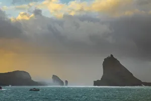Drangarnir Prints: Drangarnir and Tindholmur hit by a storm. Vagar, Faroe Islands
