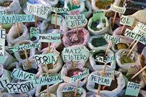 Mexican Prints: Dried vegtables & spices, Tlacolula, nr Oaxaca, Oaxaca State, Mexico