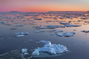 Drift ice at dusk - Greenland, Northeast Greenland National Park, Gael Hamkes Bay
