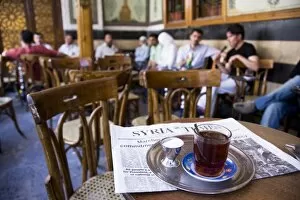 Syria Collection: Drinking tea in the famous Al Nawfara cafe in Old Damascus