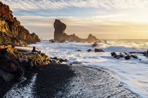 Sea Stacks Prints: Dritvik and Djupalonssandur at sunset