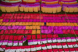 Images Dated 19th January 2021: Drying multicolor cloth under sunlight, Narayanganj, Bangladesh