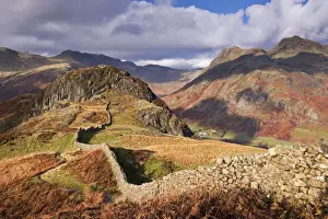 Drystone wall on Lingmoor Fell looking towards Side Pike and the Langdale Valley