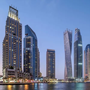 Tall Building Gallery: Dubai Marina at twilight, Dubai, United Arab Emirates