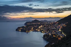 Dubrovnik city at dusk, Dalmatia region, Croatia, Europe